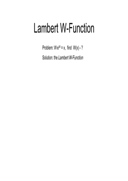 Lambert W-Function