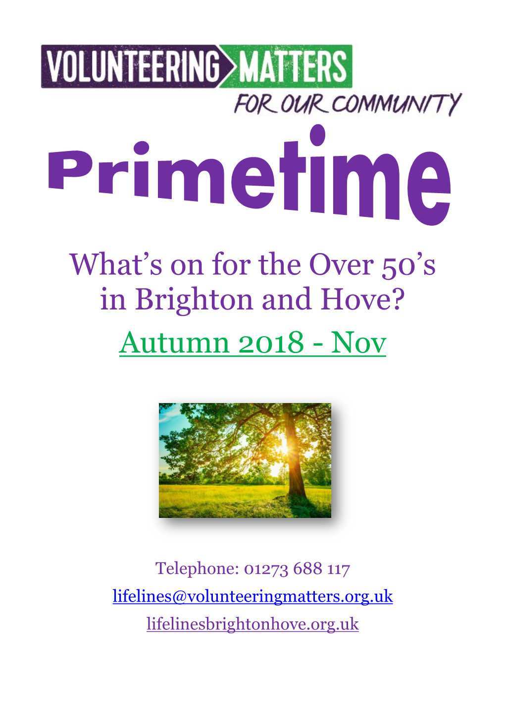 What's on for the Over 50'S in Brighton and Hove? Autumn 2018