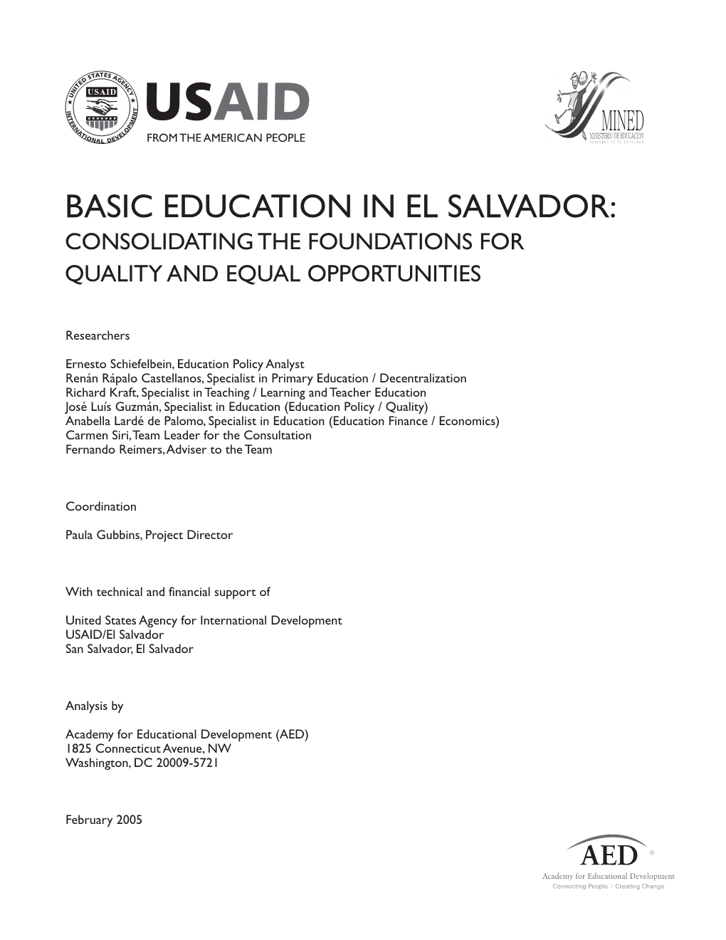 Basic Education in El Salvador: Consolidating the Foundations For