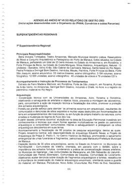 RELATÓRIO DE GESTÃO 2003 (Inclui Ações Desenvolvidas Com O Orçamento Do IPHAN,Convénios E Outras Parcerias)