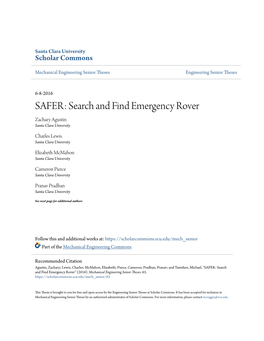 SAFER: Search and Find Emergency Rover Zachary Agustin Santa Clara University