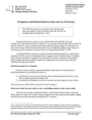 Exemptions and Refunds Related to Sales and Uses of Kerosene