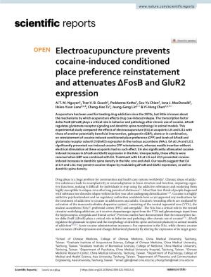 Electroacupuncture Prevents Cocaine-Induced Conditioned Place