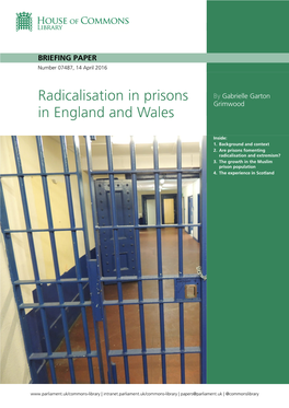 Radicalisation in Prisons in England and Wales