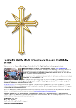 Raising the Quality of Life Through Moral Values in This Holiday Season