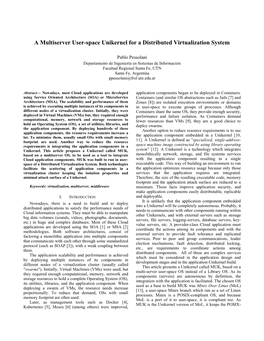 A Multiserver User-Space Unikernel for a Distributed Virtualization System