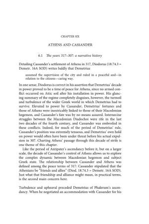 A Narrative History Detailing Cassander's Settlement of Athens In