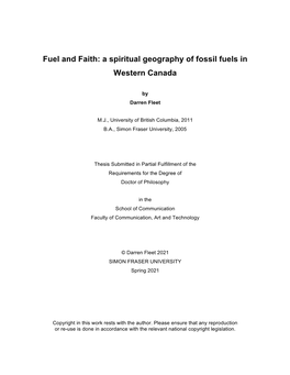 Fuel and Faith: a Spiritual Geography of Fossil Fuels in Western Canada