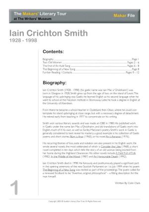 Iain Crichton Smith 1928 - 1998