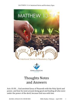 2021 Term 1 Matthew 13-14 Thtsntsans