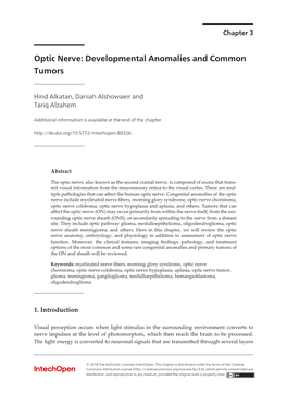 Optic Nerve: Developmental Anomalies and Common Tumors