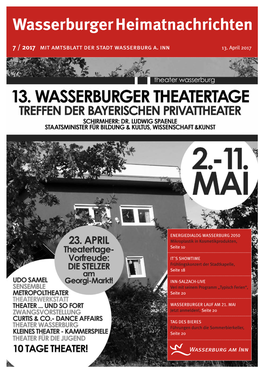 7 / 2017 Mit Amtsblatt Der Stadt Wasserburg A. Inn 13