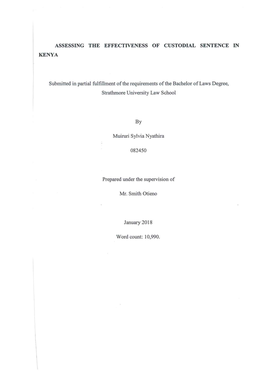 Assessing the Effectiveness of Custodial Sentence in Kenya