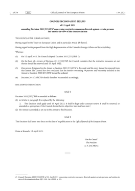 Council Decision (Cfsp) 2021/595