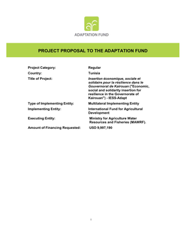 Project Proposal to the Adaptation Fund