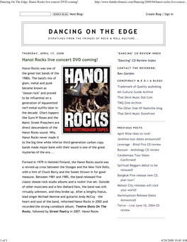 Dancing on the Edge: Hanoi Rocks Live Concert DVD Coming!