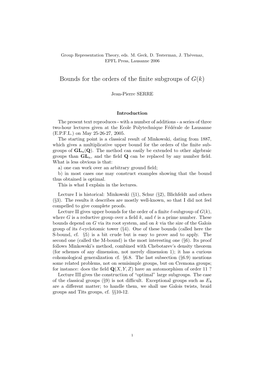 Bounds for the Orders of the Finite Subgroups of G(K)