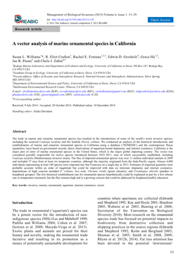 A Vector Analysis of Marine Ornamental Species in California
