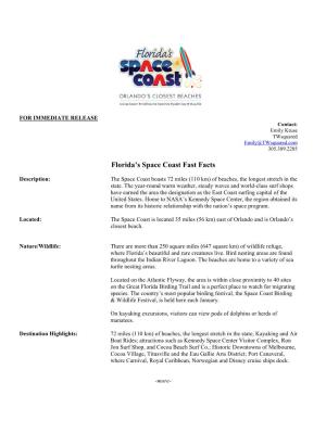 Florida's Space Coast Fast Facts