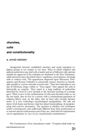 Churches, Cults and Constitutionality A