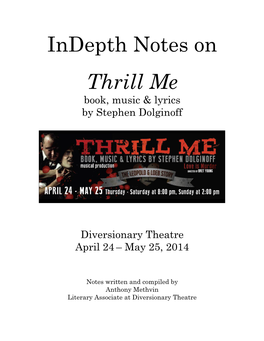 Thrill Me Book, Music & Lyrics by Stephen Dolginoff