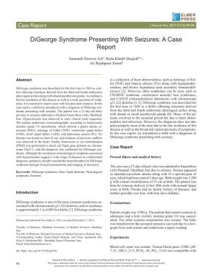 Digeorge Syndrome Presenting with Seizures: a Case Report