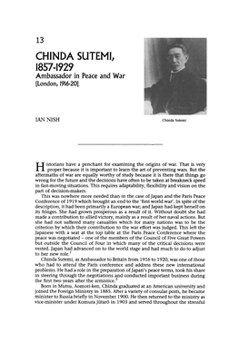 CHINDA SUTEMI, 1857-1929 Ambassador in Peace and War [London, 1916-201