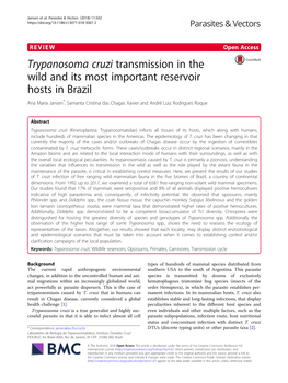Trypanosoma Cruzi Transmission in the Wild and Its Most Important