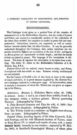 BEDFORDSHIRE. AMPTHILL, Brasses, 1. Nicholaus Harve Miles