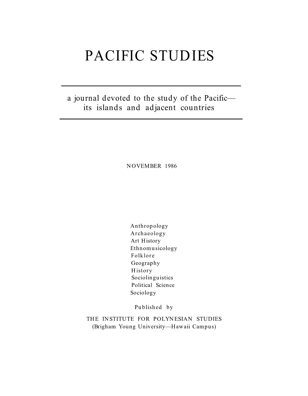 Vol. 10 No. 1 Pacific Studies