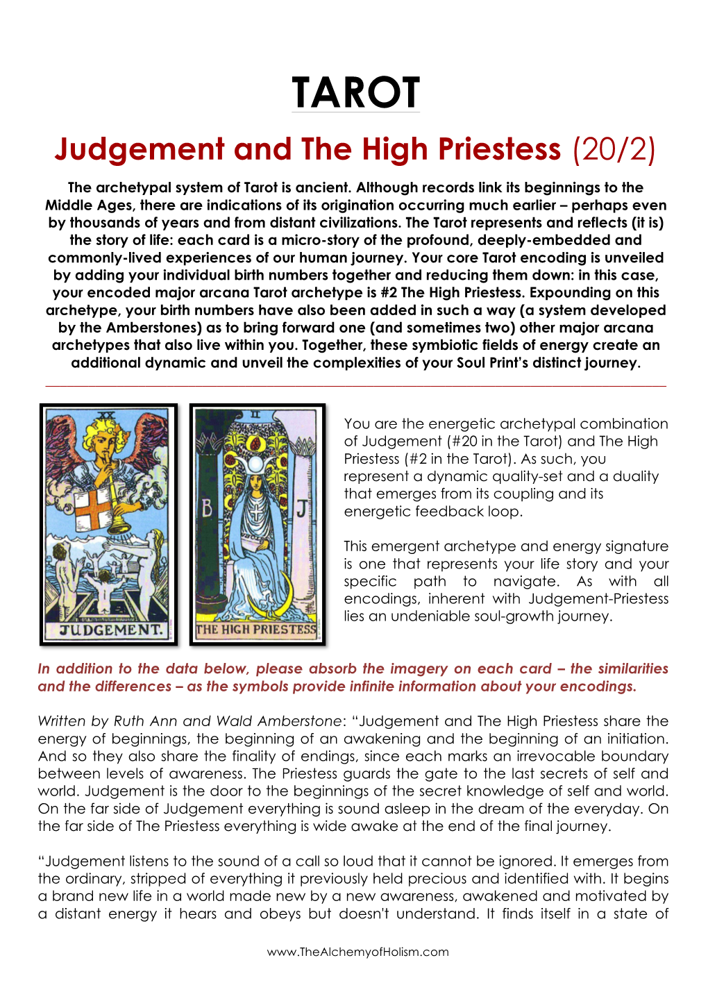 Judgement and the High Priestess (20/2)