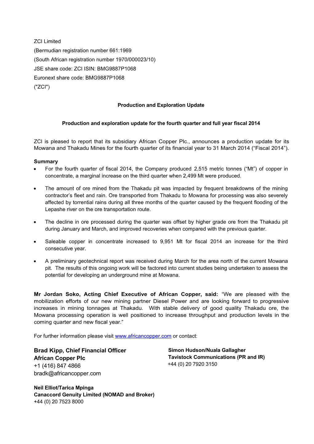 Mercantile Bank Holdings Limited No Change Statement and Notice of Annual General Meeting