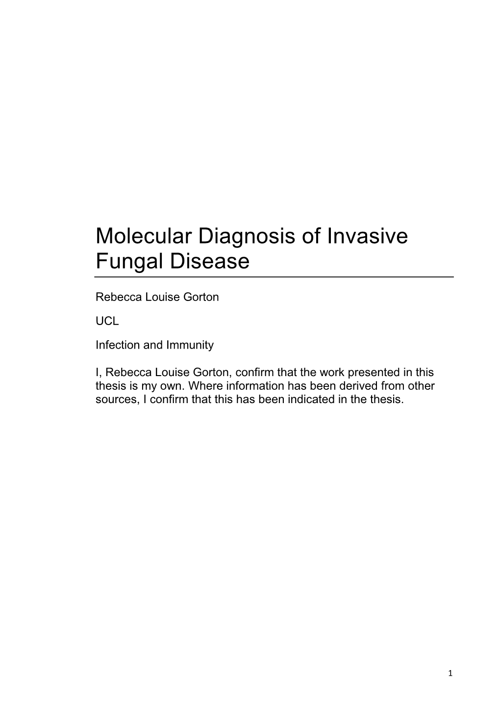 Molecular Diagnosis of Invasive Fungal Disease