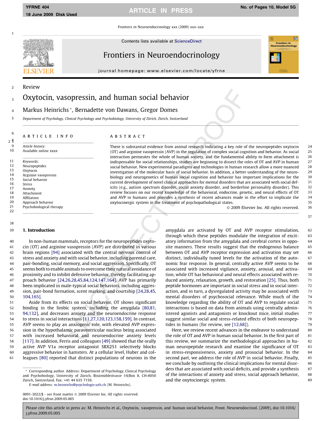 Oxytocin, Vasopressin, and Human Social Behavior. (PDF