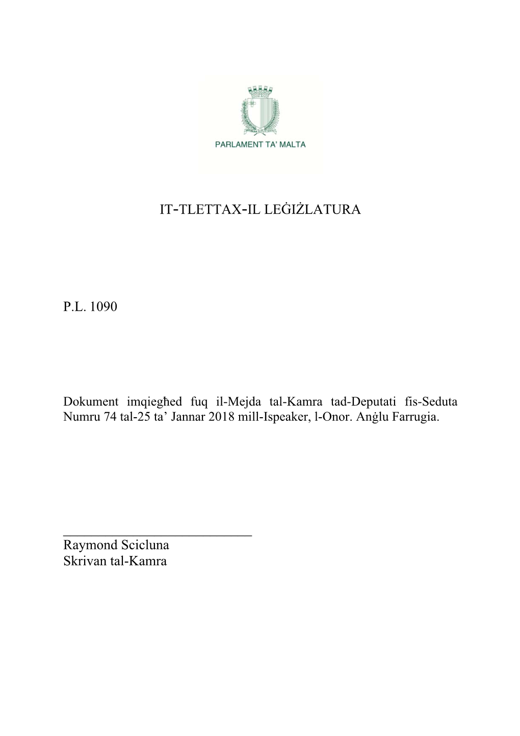 It-Tlettax-Il Leġiżlatura Pl 1090