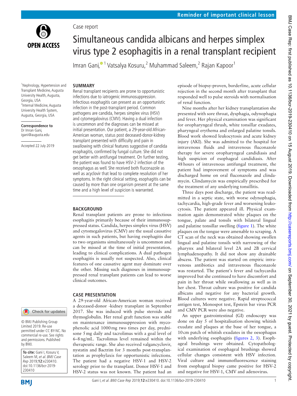 Simultaneous Candida Albicans and Herpes Simplex Virus Type 2