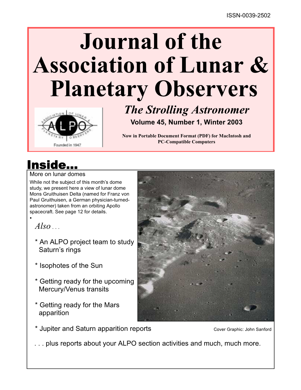 Journal of the Association of Lunar & Planetary Observers