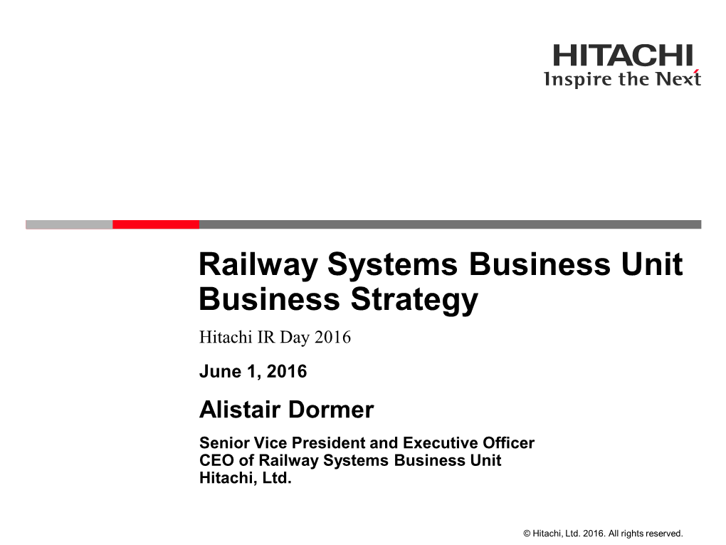 Railway Systems Business Unit Business Strategy