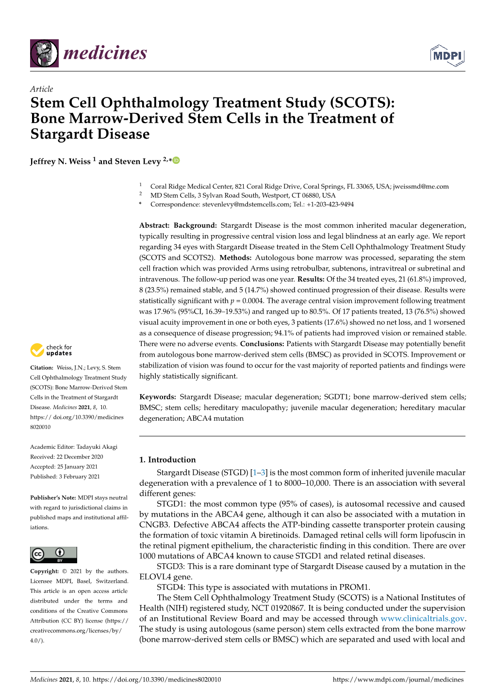 Bone Marrow-Derived Stem Cells in the Treatment of Stargardt Disease