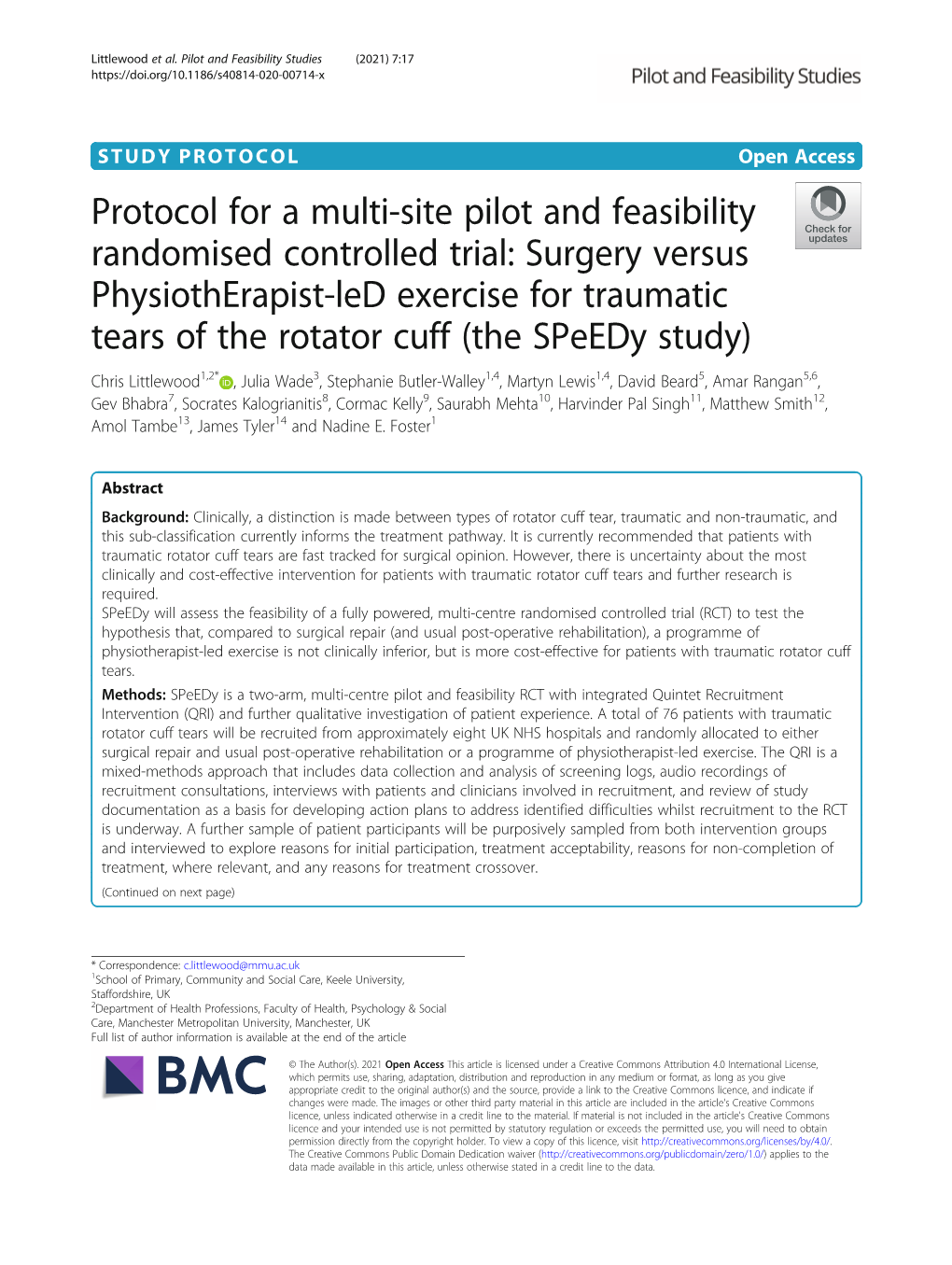 Protocol for a Multi-Site Pilot and Feasibility Randomised Controlled Trial