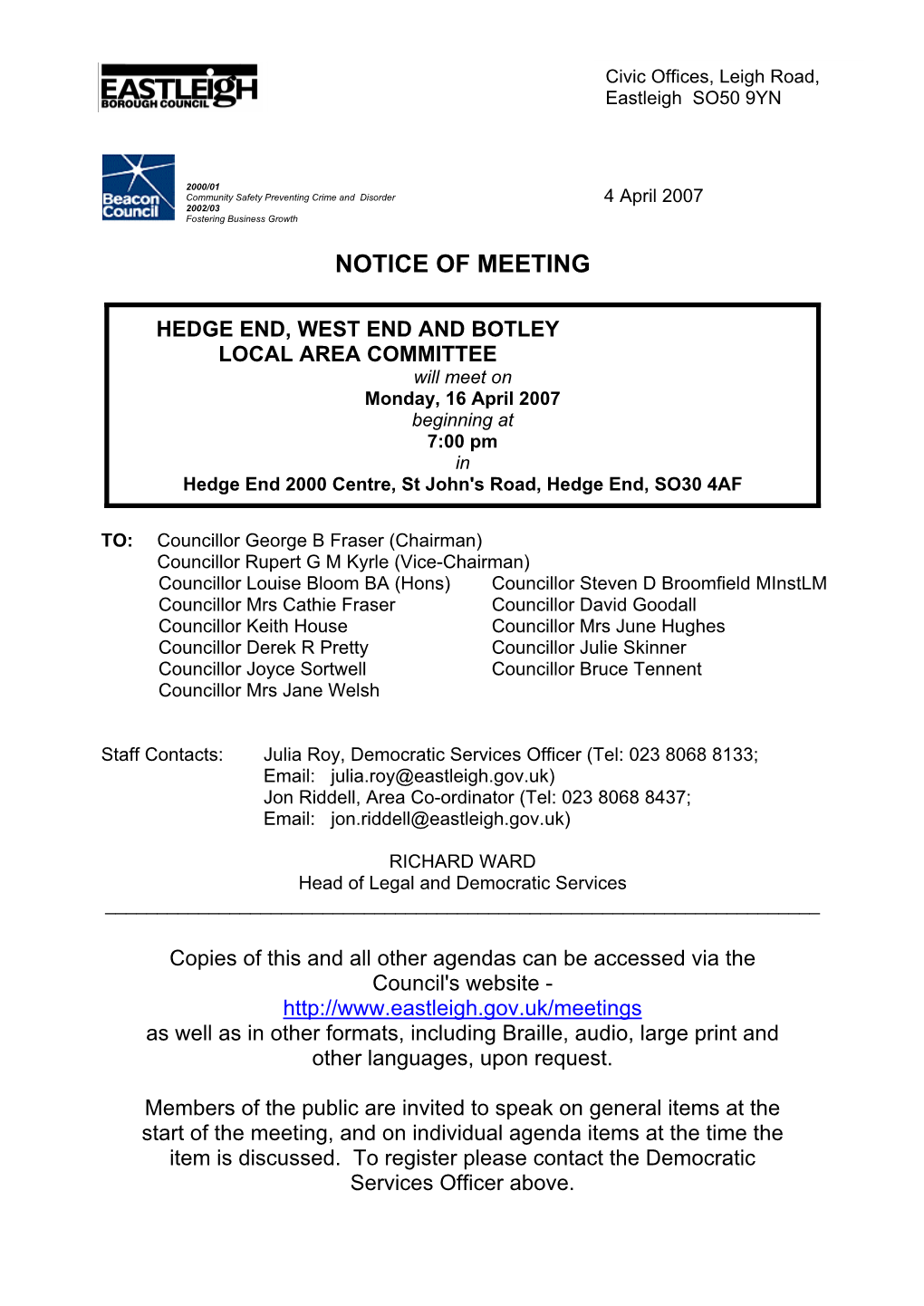 Notice of Meeting