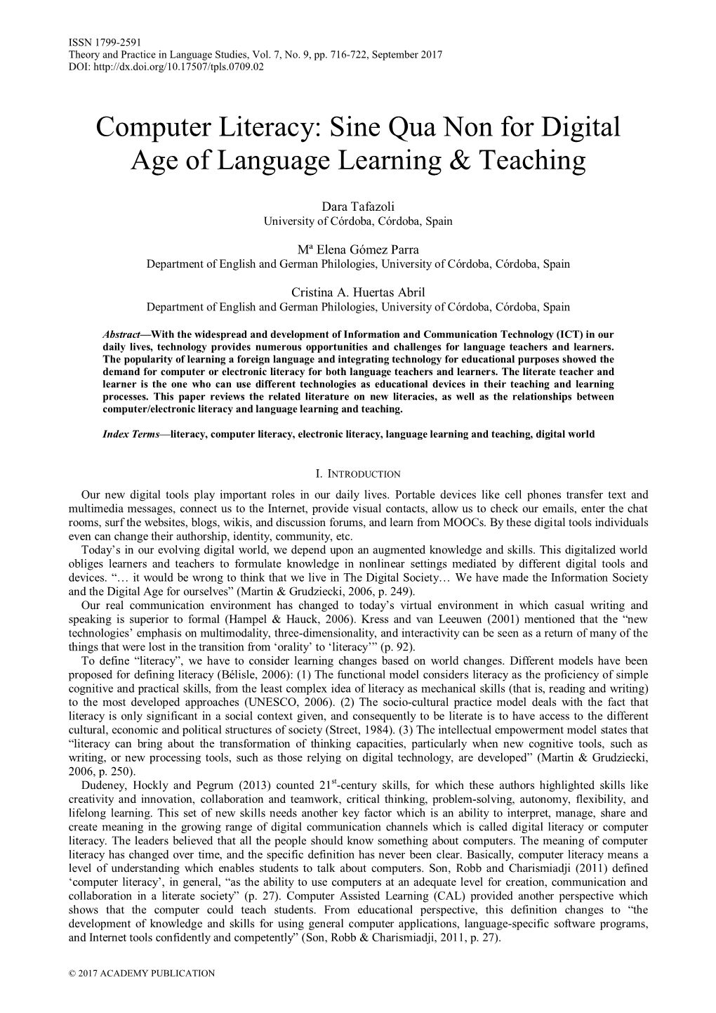 Computer Literacy: Sine Qua Non for Digital Age of Language Learning & Teaching