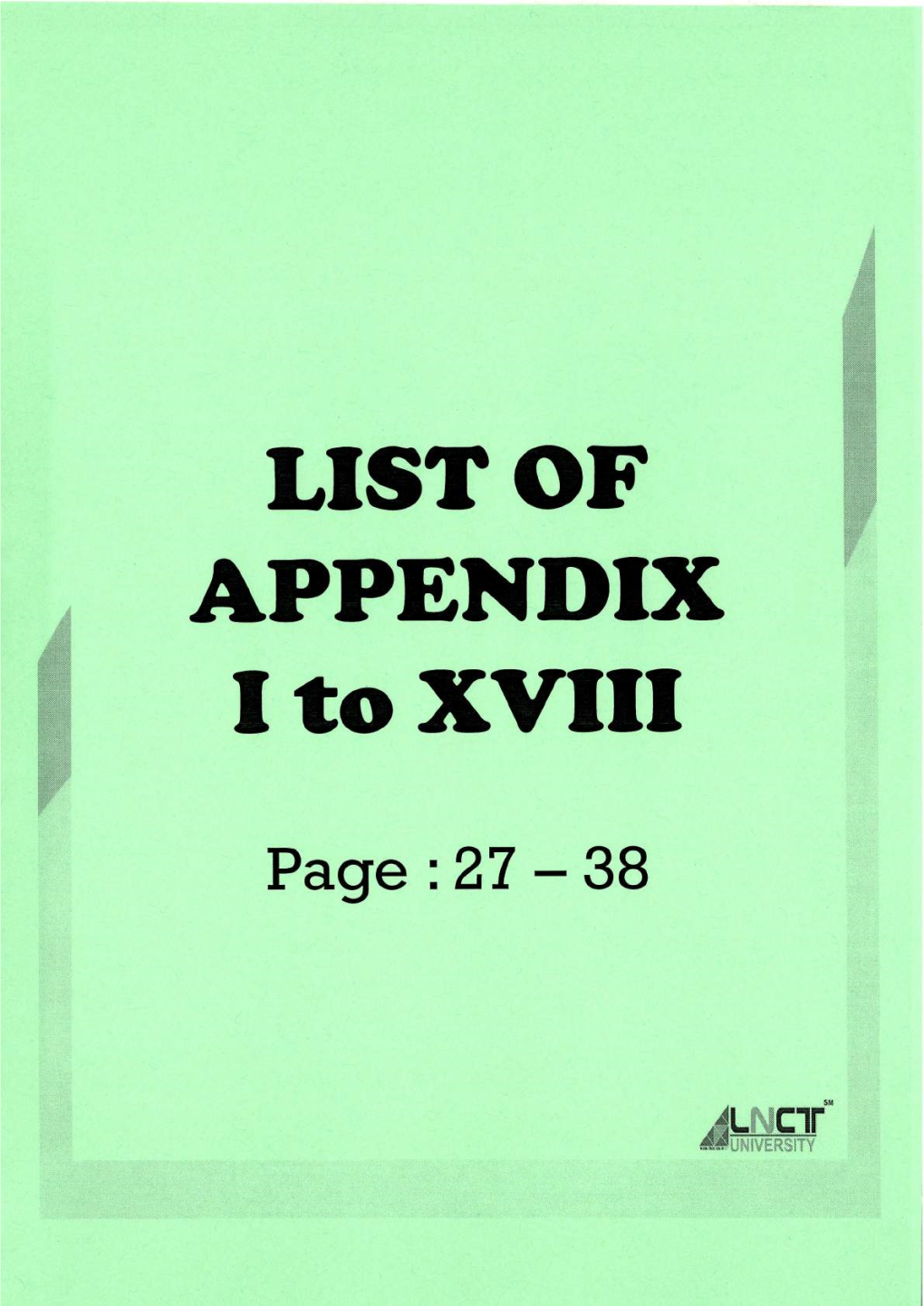 LIST of APPENDIX I to Xtfiii