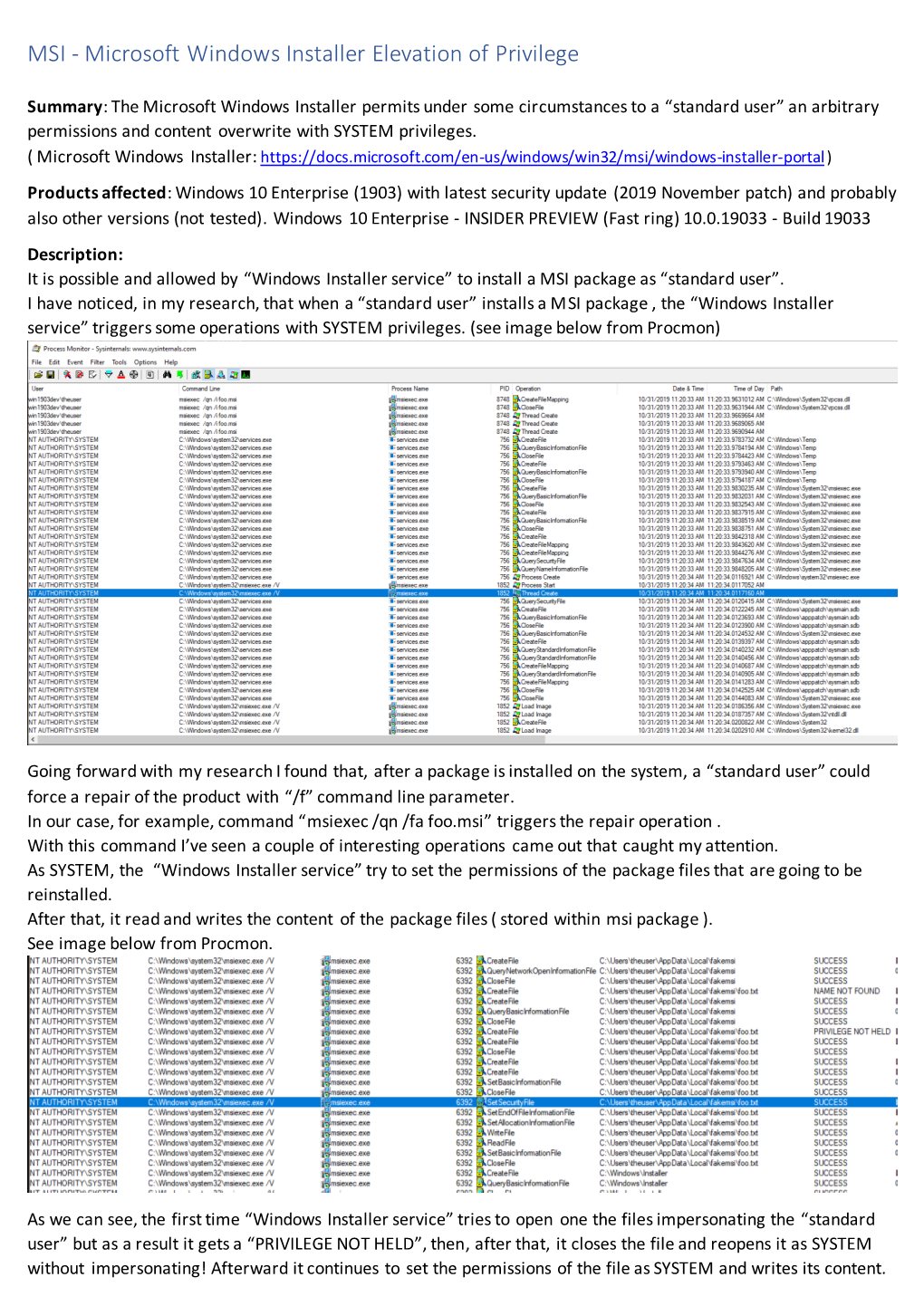 MSI - Microsoft Windows Installer Elevation of Privilege