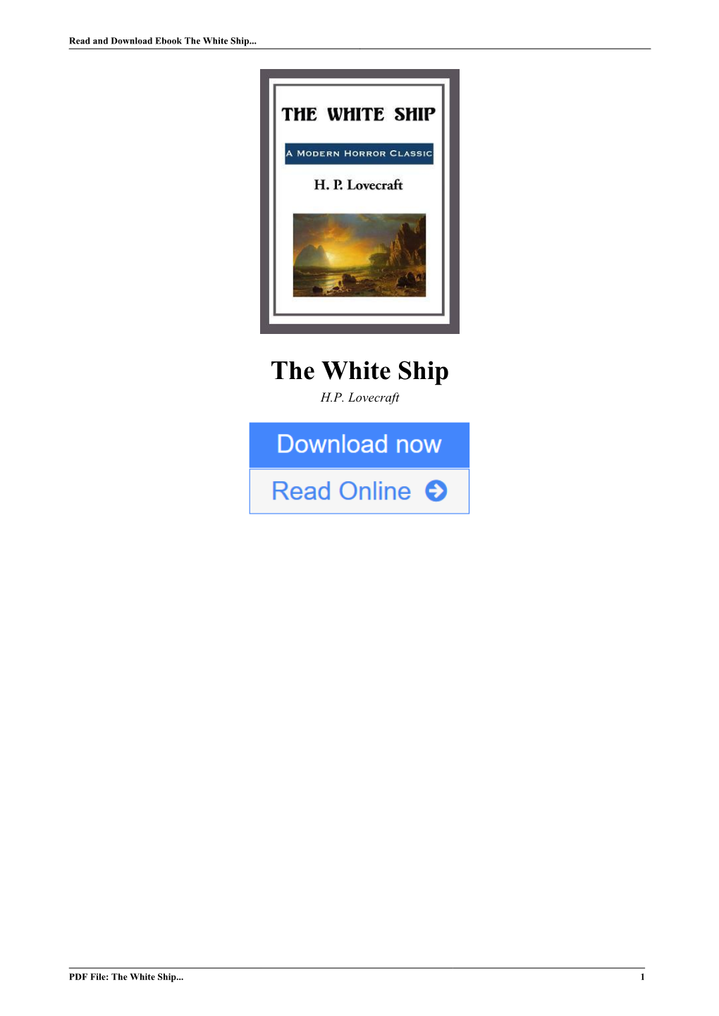 The White Ship by H.P. Lovecraft