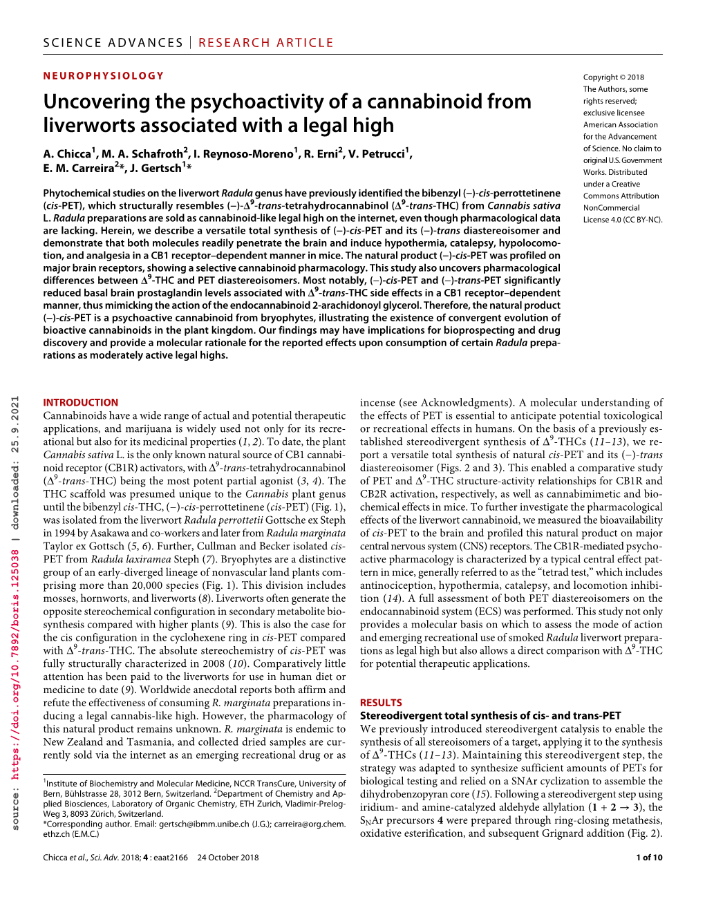 Uncovering the Psychoactivity of a Cannabinoid from Liverworts Associated with a Cyano Cannabinoids