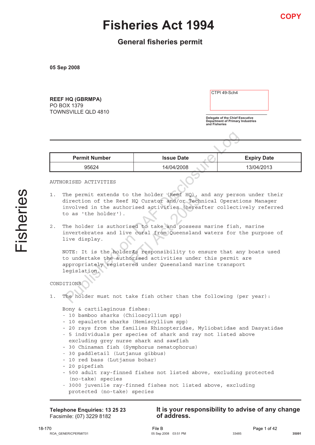 Published on DAF Disclosure Log RTI Act 2009