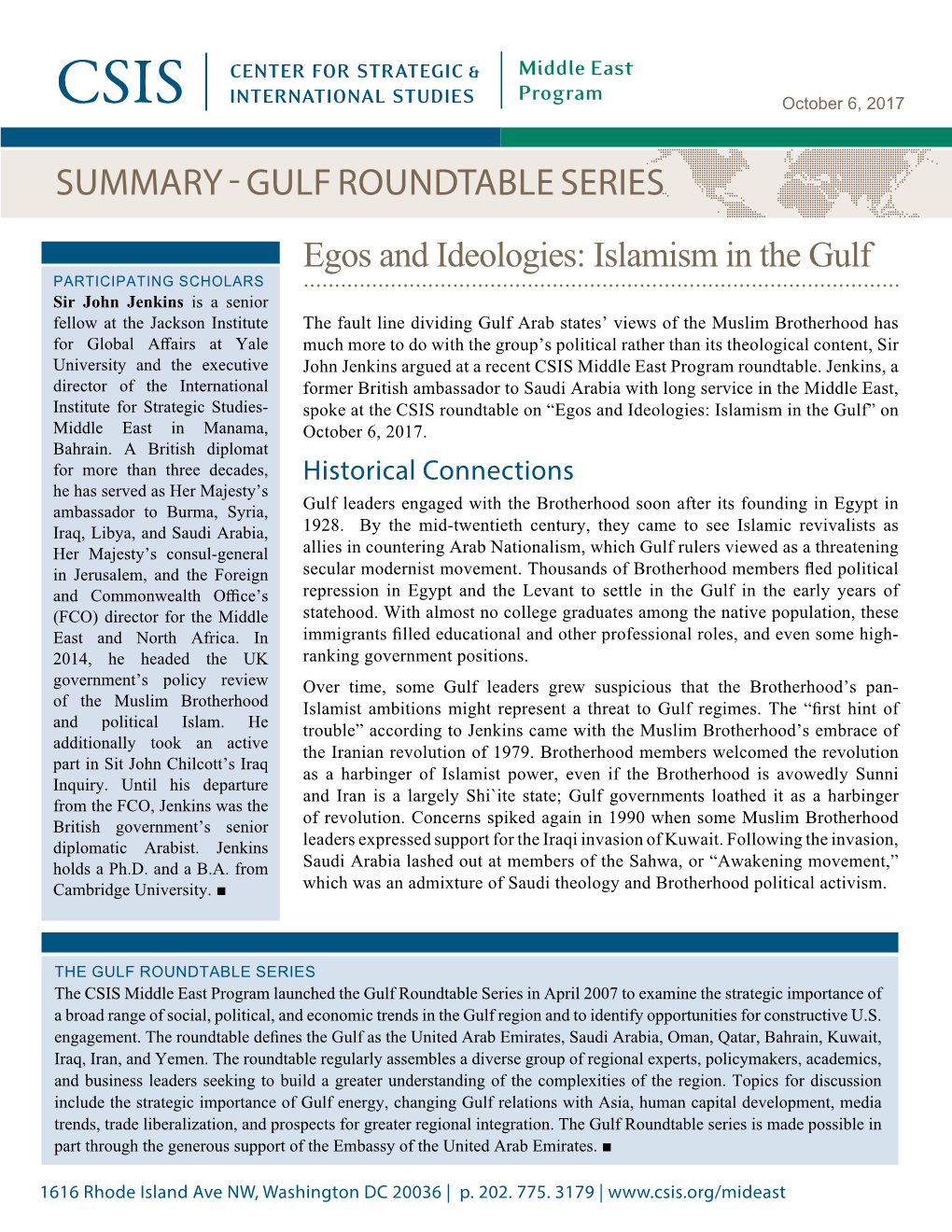 Summary - Gulf Roundtable Series