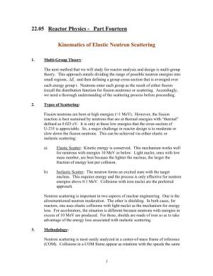 Part Fourteen Kinematics of Elastic Neutron Scattering