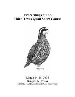 Proceedings of the Third Texas Quail Short Course